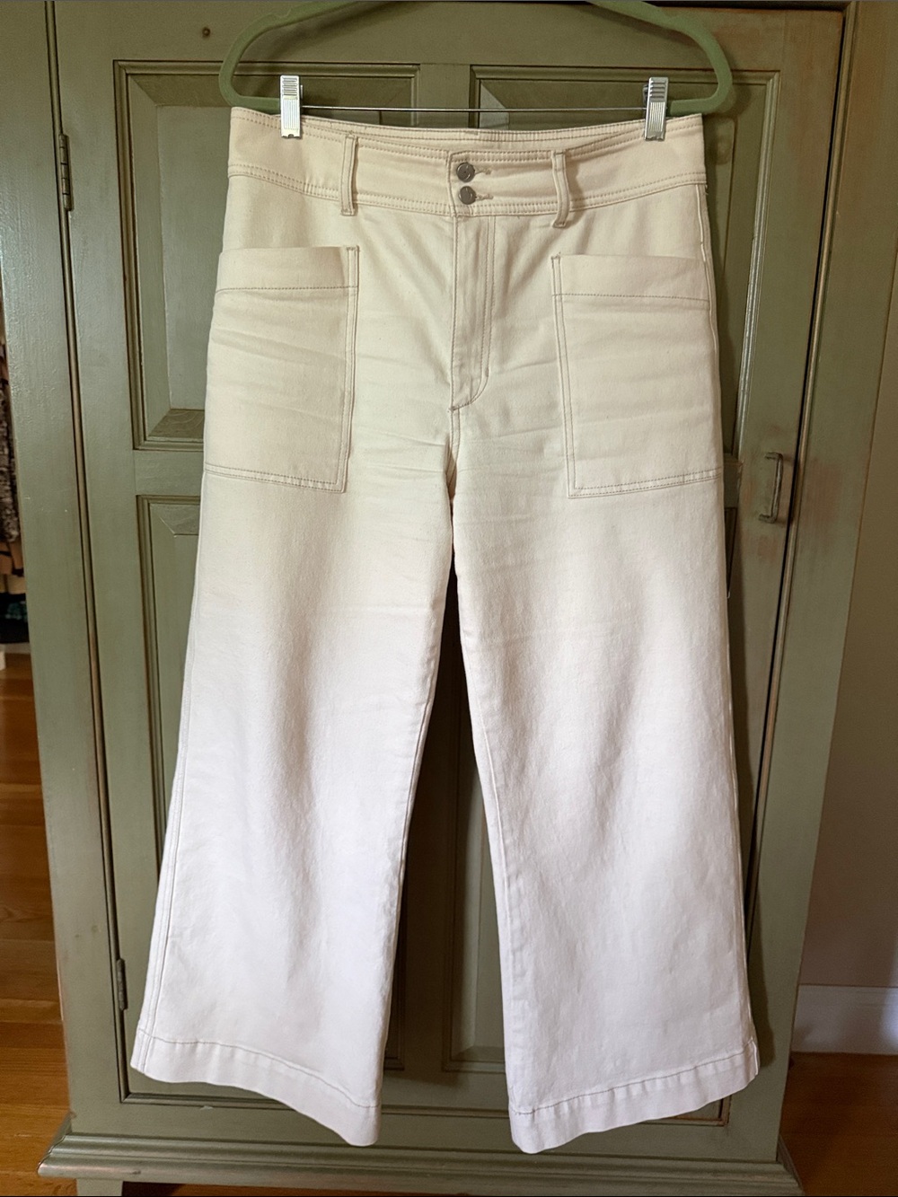 Joe's Jeans Cream Wide-Leg Patch Pocket Jeans